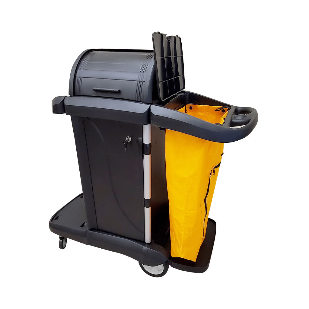 High Security Janitorial Cart with Hood and Lock - Sold By The Case